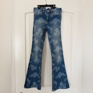 Abercrombie Kids Blue Floral Flare Jeans- Size 9/10 LONG
